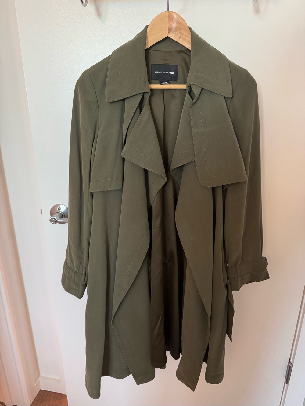 Club Monaco Women's Khaki Olive Green trench coat XS